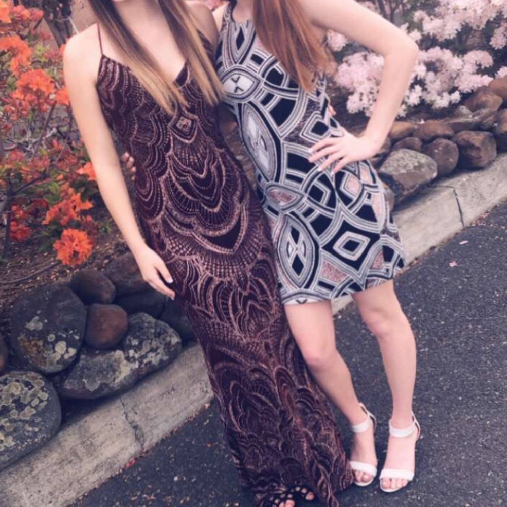 Beautiful burgundy and gold prom dress!